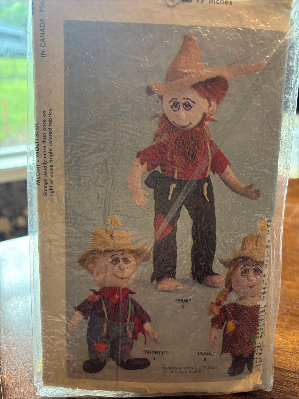 Vintage Scarecrow Doll Pattern with Three Plush Characters